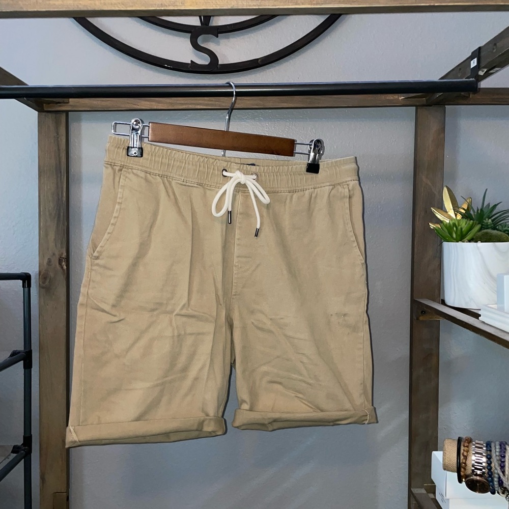 Khaki drawstring shorts